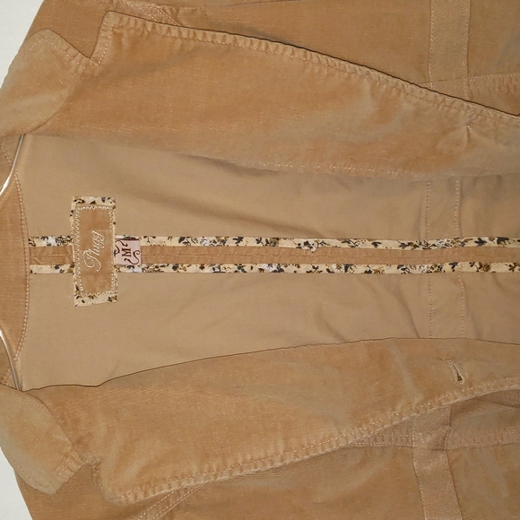 Juniors Plugg Tan Corduroy Cropped L/S Jacket w/front button & ribbon be… - Picture 5 of 12